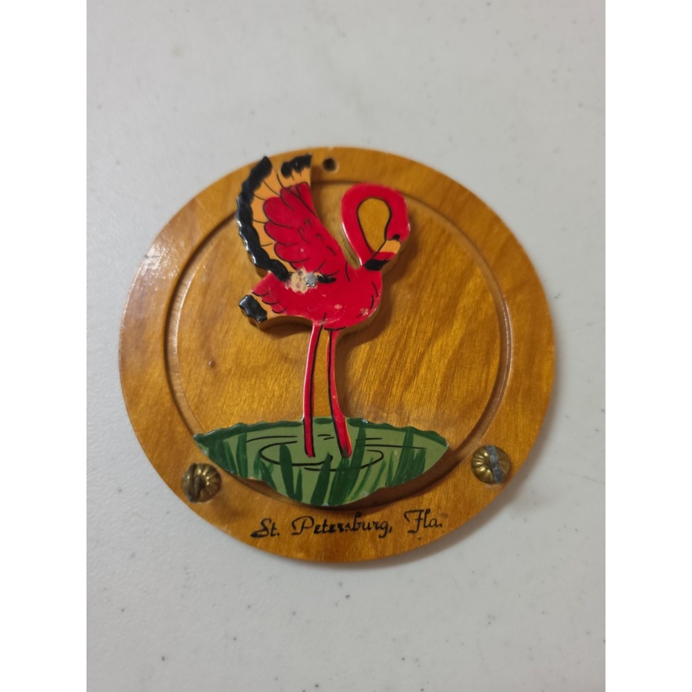 Vintage St. Petersburg Florida Key Holder Flamingo Wall Hook READ